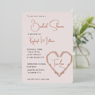 Blush Pink Leaves Heart Bridal Shower