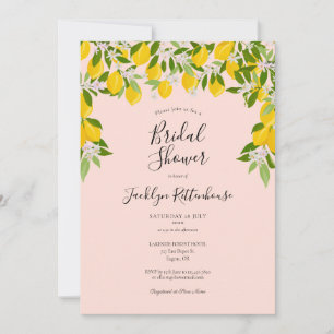 Blush Pink Lemon Blossom Greenery Bridal Shower Invitation