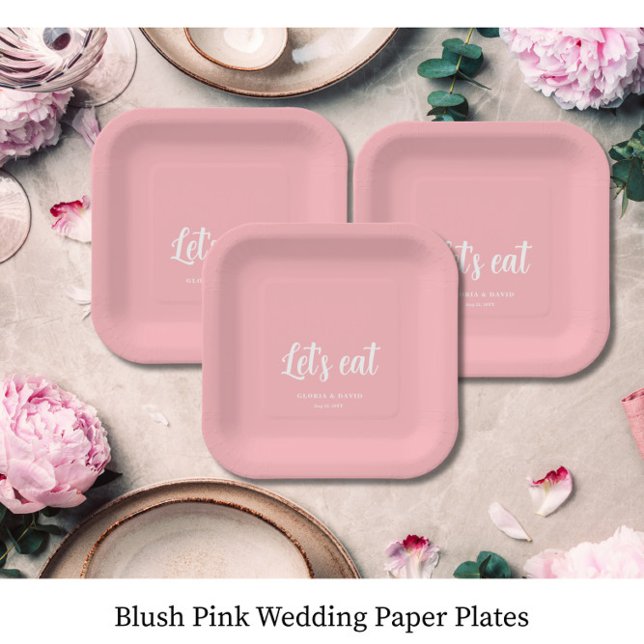 Blush Pink Let's eat Wedding  Paper Plate (Creator Uploaded)