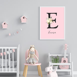 Blush Pink Letter 'E' Nursery Name Wall Art
