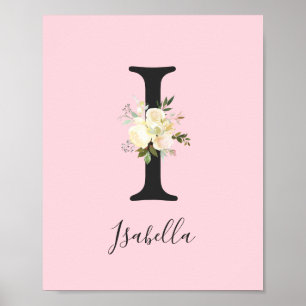 Blush Pink Letter 'I' Nursery Name Wall Art