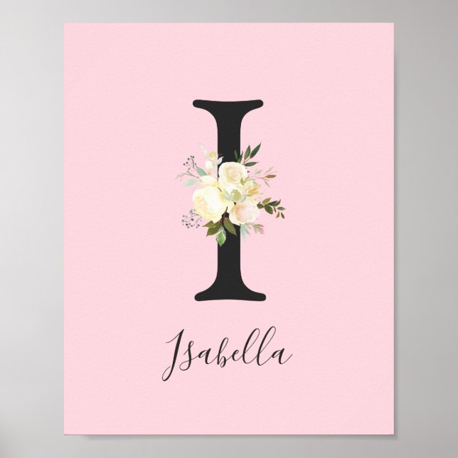 Blush Pink Letter 'I' Nursery Name Wall Art (Front)