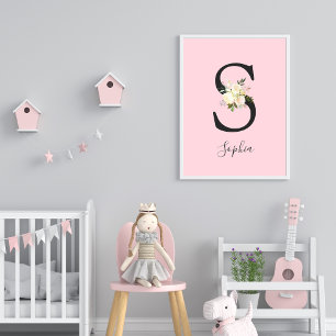 Blush Pink Letter 'S' Nursery Name Wall Art