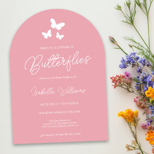 Blush Pink Lifetime of Butterflies Bridal Shower Invitation