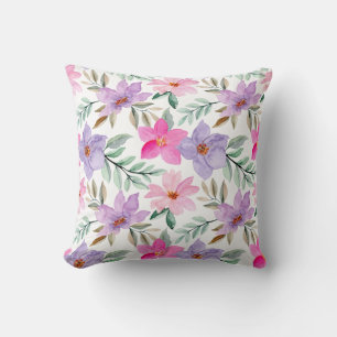 Blush Pink Lilac Floral Pattern Trendy Cushion