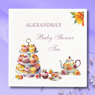 Blush Pink Lilac Floral Tea Party Baby Shower  Napkin
