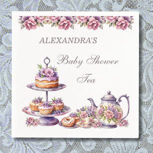 Blush Pink Lilac Floral Tea Party Baby Shower Napkin
