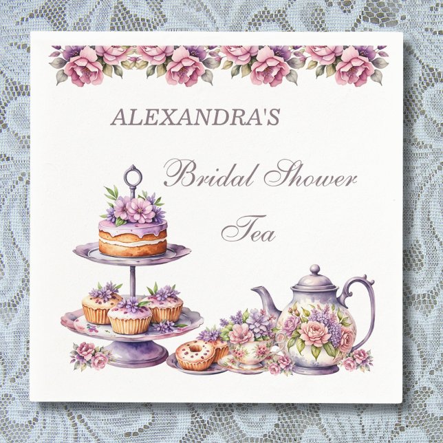 Blush Pink Lilac Floral Tea Party Bridal Shower Napkin (Creator Uploaded)