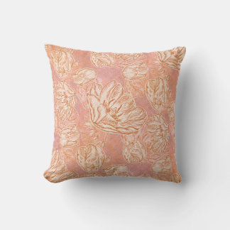 Blush Pink Line Art Tulip Floral Wrapping Paper Cushion