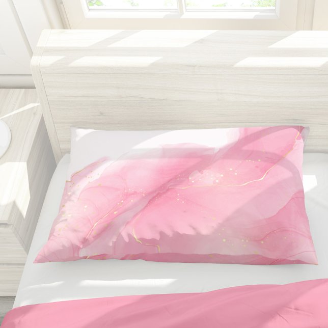 Blush Pink Liquid Marble Abstract Pattern Pillowcase (Creator Uploaded)