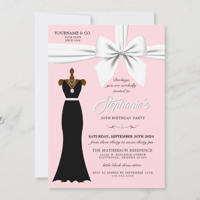 Blush Pink Little Black Dress Ethnic Birthday Invitation (Front)