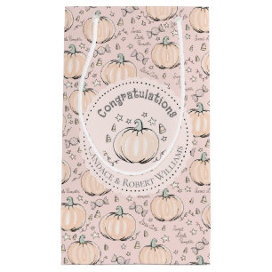 Blush Pink Little Pumpkin Baby Congratulations Small Gift Bag