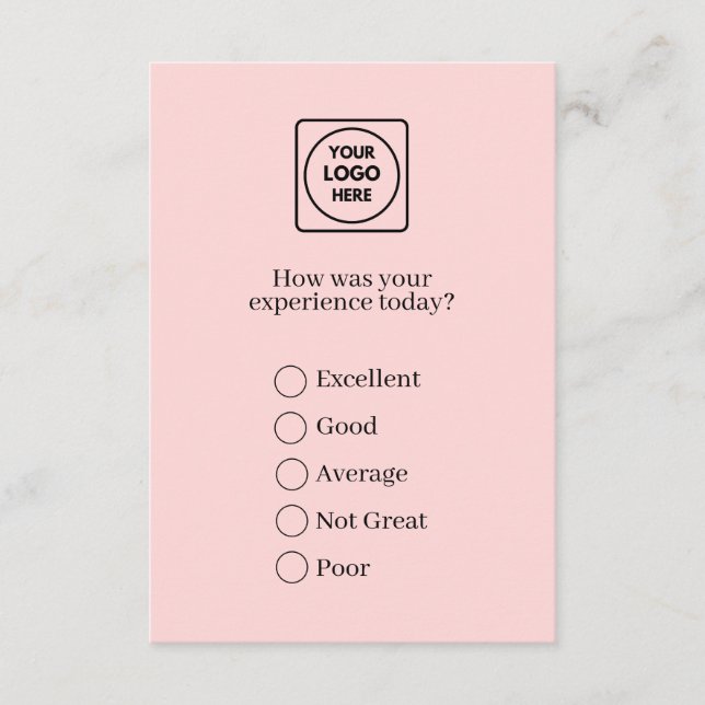 Blush Pink Logo | Business Feedback Rating Design Enclosure Card (Front)