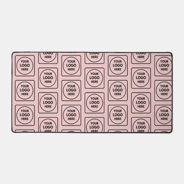 Blush Pink Logo Business Pattern desk mat (Front)