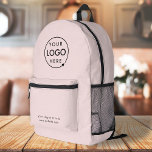 Blush Pink | Logo Business Professional Printed Backpack<br><div class="desc">A simple blush pink custom business template in a modern minimalist style which can be easily updated with your company logo and company slogan or info. If you need any help personalising this product,  please contact me using the message button below and I'll be happy to help.</div>