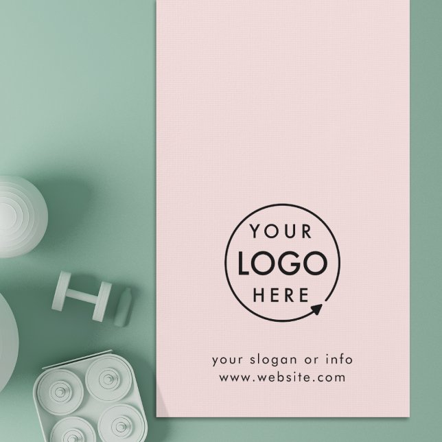 Blush Pink | Logo Business Professional Yoga Mat (Blush pink company branded feminine yoga mats for small business events & yoga studios.)