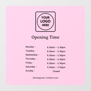 Blush Pink Logo   Custom Business Hours Display Window Cling