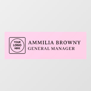 Blush Pink Logo Feminine Custom Name Plate Window Cling