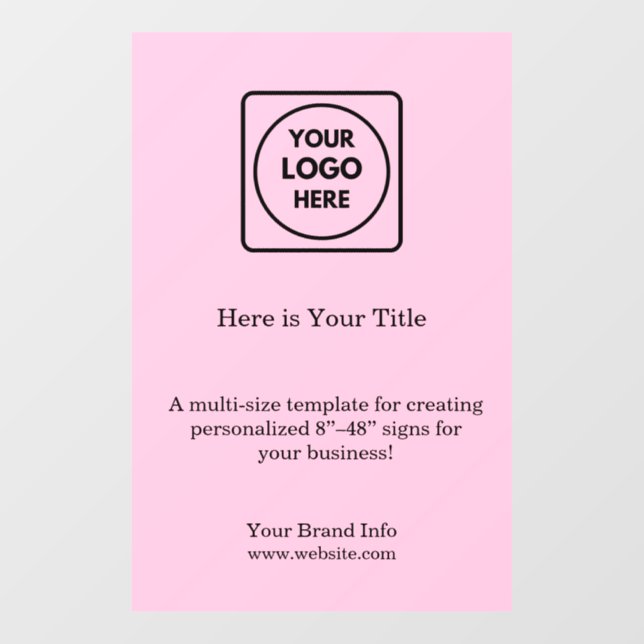 Blush Pink Logo | Feminine Professional Branding Window Cling (Sheet)