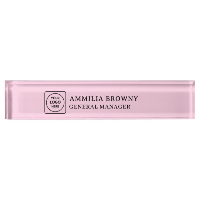 Blush Pink Logo | Modern Manager Branding Nameplate (Front)