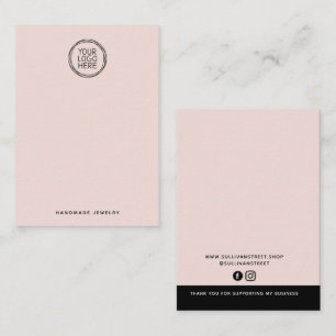 Blush Pink Logo Necklace Earing Display Card