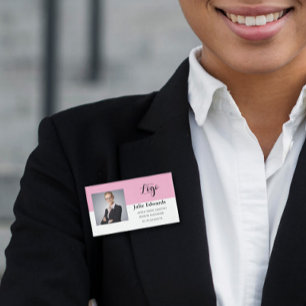 Blush Pink Logo Photo Corporate Employee Name tag