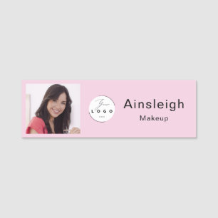 Blush Pink Logo Photo Makeup Name Tag