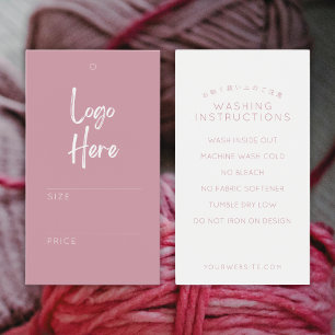 Blush Pink Logo Price Washing Instructions Tag