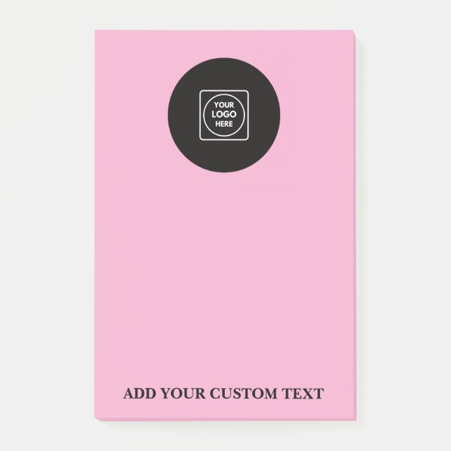 Blush Pink Logo Text Business Sticky Notepad (Front)