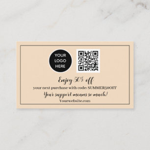 Blush Pink Logo Thank you Business Reward Punch Loyalty Card