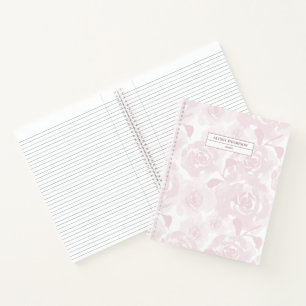 Blush Pink Loose Watercolor Flowers Personalised N Notebook