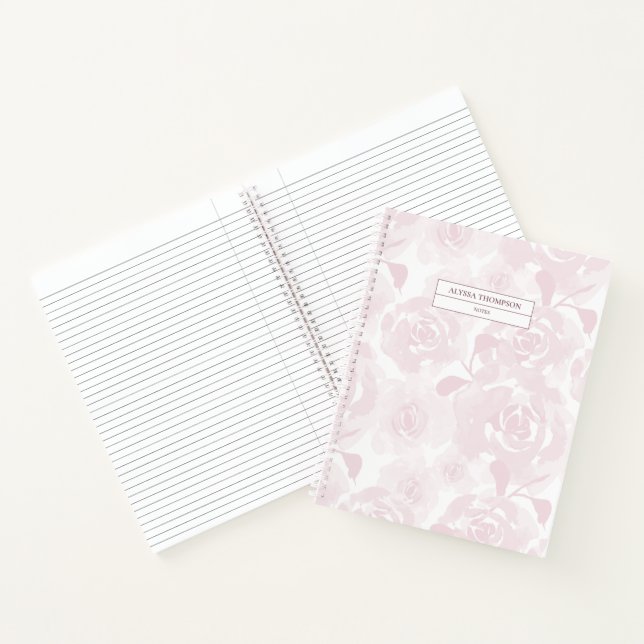 Blush Pink Loose Watercolor Flowers Personalised N Notebook (Inside)
