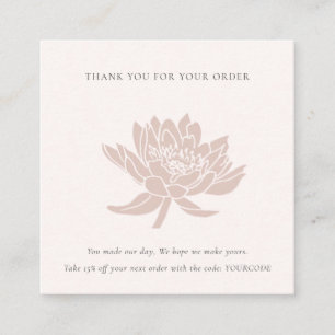 BLUSH PINK LOTUS FLORA LOGO SHOPPING THANK YOU SQUARE BUSINESS CARD