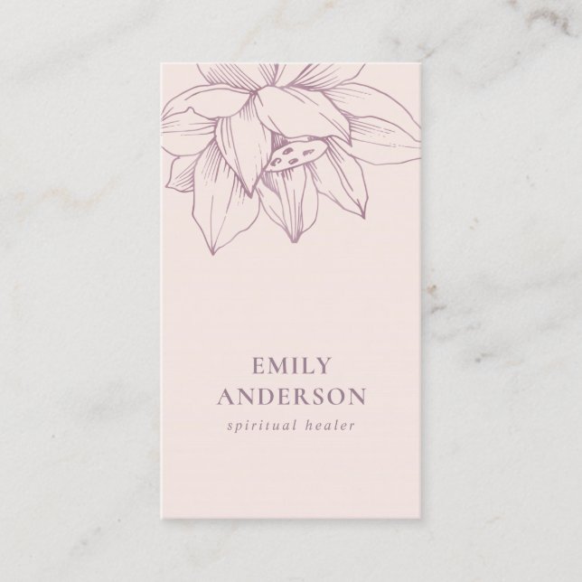 BLUSH PINK LOTUS SIMPLE REIKI SPIRITUAL HEALER BUSINESS CARD (Front)