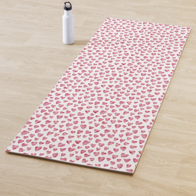 Blush pink love heart pattern yoga mat (In Situ)