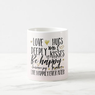 Blush Pink Love Hugs XOXO Kisses Happy Heart Coffee Mug