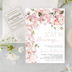 Blush Pink Love is Blossoming Floral Bridal Shower Invitation
