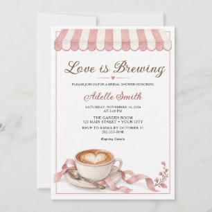 Blush Pink Love Is Brewing Bridal Shower Coffee Invitation