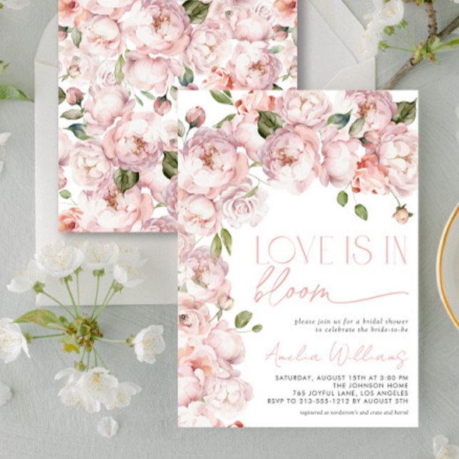Blush Pink Love is in Bloom Floral Bridal Shower Invitation (Creator Uploaded)