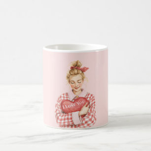 Blush Pink Love is in the Air Red Hearts Coffee Mug