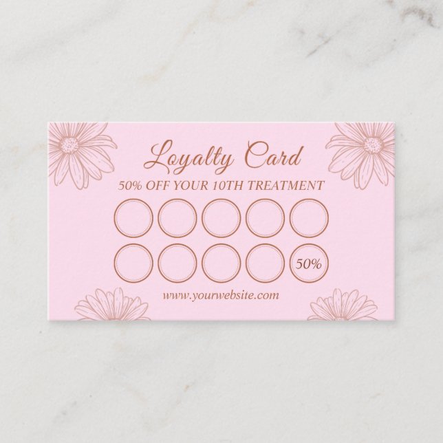 Blush Pink Loyalty Card for Salon & Beauty Artists (Front)
