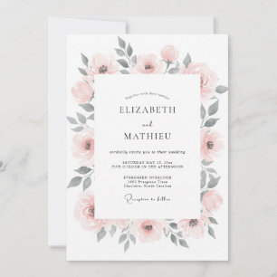 Blush Pink Luminous Floral Wedding Invitation