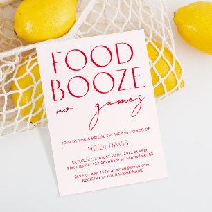 Blush Pink & Magenta No Games Bridal Shower Invita Invitation
