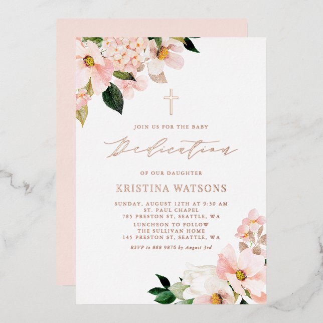 Blush Pink Magnolia and Hydrangea Baby Dedication (Front/Back)