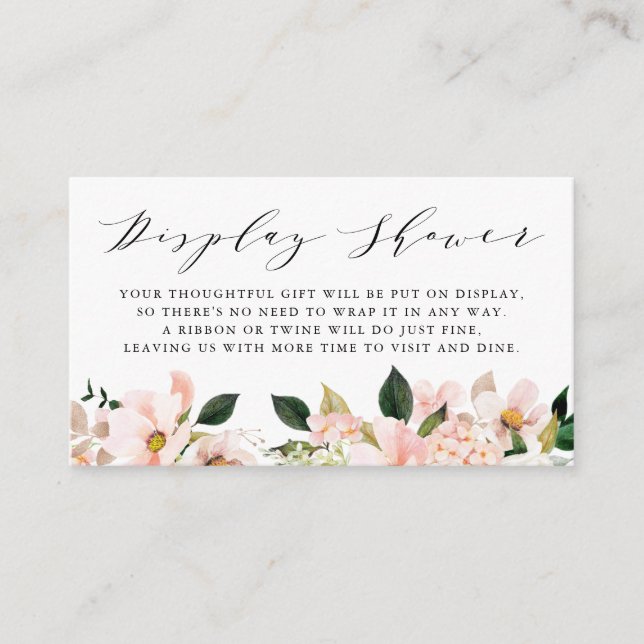 Blush Pink Magnolia and Hydrangea Display Shower Enclosure Card (Front)