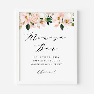 Blush Pink Magnolia and Hydrangea Mimosa Bar Poster