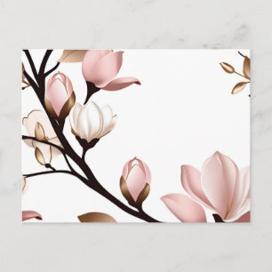 Blush Pink Magnolia on White Postcard