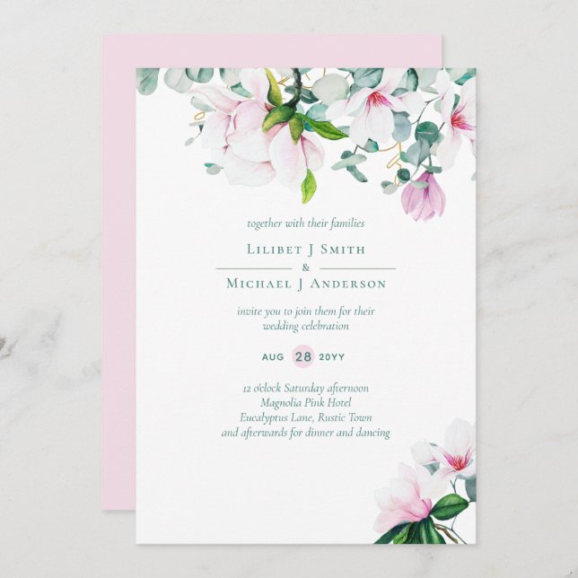 Blush Pink Magnolia Wedding (Front/Back)