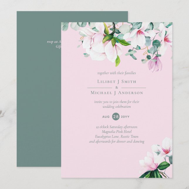 Blush Pink Magnolia Wedding (Front/Back)