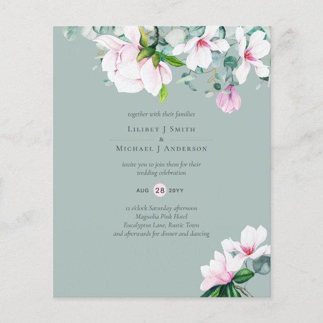Blush Pink Magnolia Wedding Flyer (Front)